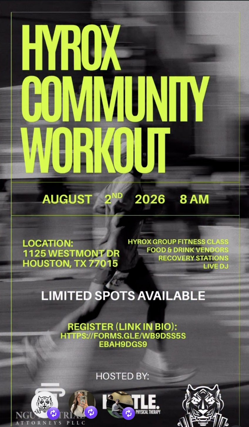 HYROX Community Workout flyer — Sat, August 2 · 8:00 AM